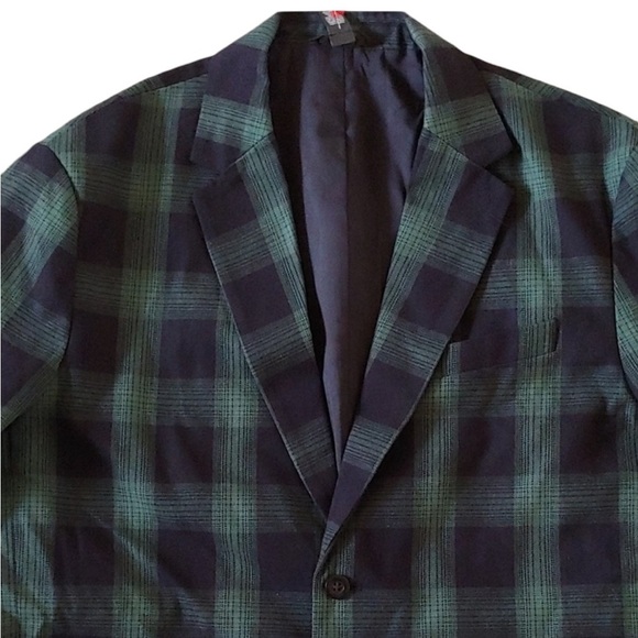 Houston White Mens Fun Green and Black Ombre Plaid Casual Dressy Blazer Size XXL - Picture 7 of 11